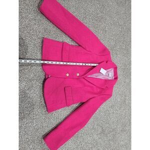 NEW J Crew Womens 6 Tweed Schoolboy Blazer Jacket Pink Fuchsia BW287 Classic